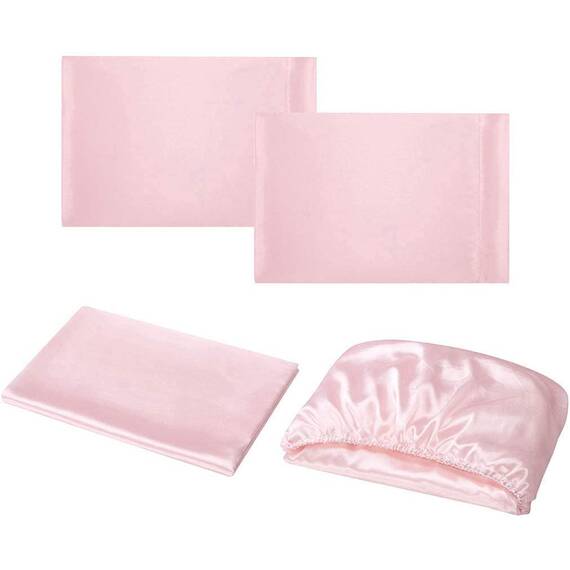 Homiest 5-teiliges Satin-Bettwäsche-Set für King-Size-Betten, luxuriöses, 2 Spannbettlaken + 1 Bettlaken + 2 Kissenbezüge (geteilte King-Size, Rouge-Pink)