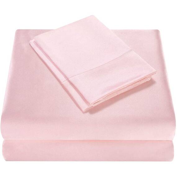 Homiest 5-teiliges Satin-Bettwäsche-Set für King-Size-Betten, luxuriöses, 2 Spannbettlaken + 1 Bettlaken + 2 Kissenbezüge (geteilte King-Size, Rouge-Pink)