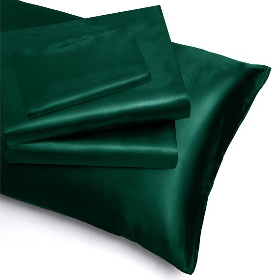 Homiest 4-teiliges extra tiefes Satin-Bettwäsche-Set, King-Size-Bettlaken, 45.7,61 cm tiefe Taschen-Bettlaken, weiches Spannbetttuch-Set, passend für ultratiefe Matratzen