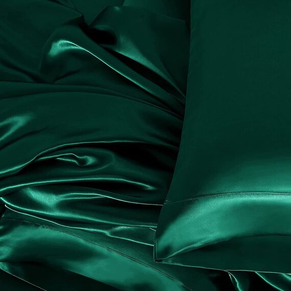 Homiest 4-teiliges extra tiefes Satin-Bettwäsche-Set, King-Size-Bettlaken, 45.7,61 cm tiefe Taschen-Bettlaken, weiches Spannbetttuch-Set, passend für ultratiefe Matratzen