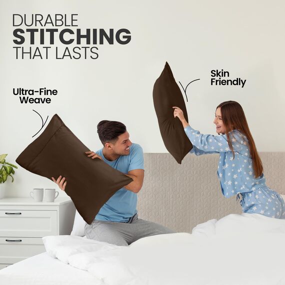 Utopia Bedding King-Size-Kissenbezüge – 2er-Pack – Hotelverschluss – weicher, gebürsteter Mikrofaserstoff – schrumpf- und farbecht, Kissenbezüge 20 X 40 Inches (Kingsize, Braun)