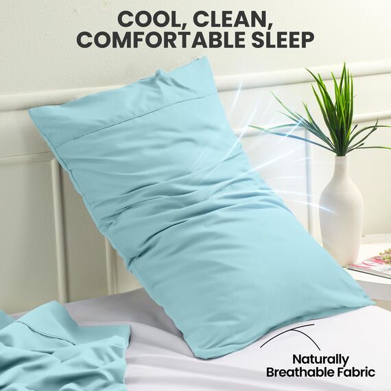 Utopia Bedding Queen-Kissenbezüge – 2er-Pack – Hotelverschluss – weicher, gebürsteter Mikrofaserstoff – schrumpf- und farbecht, Kissenbezüge 20 X 30 Inches (Queen, Spa Blue)