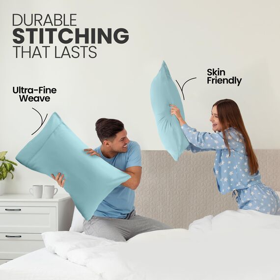 Utopia Bedding Queen-Kissenbezüge – 2er-Pack – Hotelverschluss – weicher, gebürsteter Mikrofaserstoff – schrumpf- und farbecht, Kissenbezüge 20 X 30 Inches (Queen, Spa Blue)