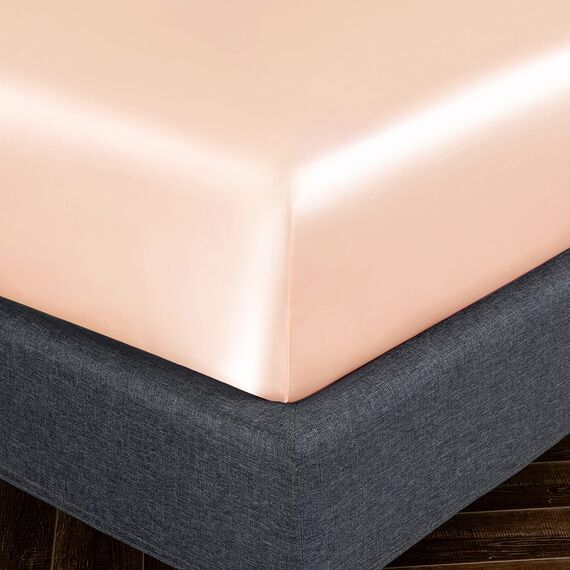 Homiest 3-teiliges Satin-Bettwäsche-Set, luxuriöses, seidiges Satin-Bettwäsche-Set mit tiefer Tasche, 1 Spannbetttuch + 1 Bettlaken + 1 Kissenbezüge (Doppelbettgröße, Champagner)
