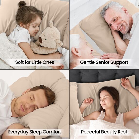 Utopia Bedding Queen-Kissenbezüge – 2er-Pack – Hotelverschluss – weicher, gebürsteter Mikrofaserstoff – schrumpf- und farbecht, Kissenbezüge 20 X 30 Inches (Queen, Beige)