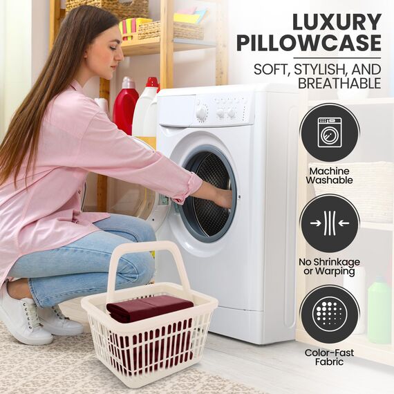 Utopia Bedding Queen-Kissenbezüge – 2er-Pack – Hotelverschluss – weicher, gebürsteter Mikrofaserstoff – schrumpf- und farbecht, Kissenbezüge 20 X 30 Inches (Queen, Burgunderrot)