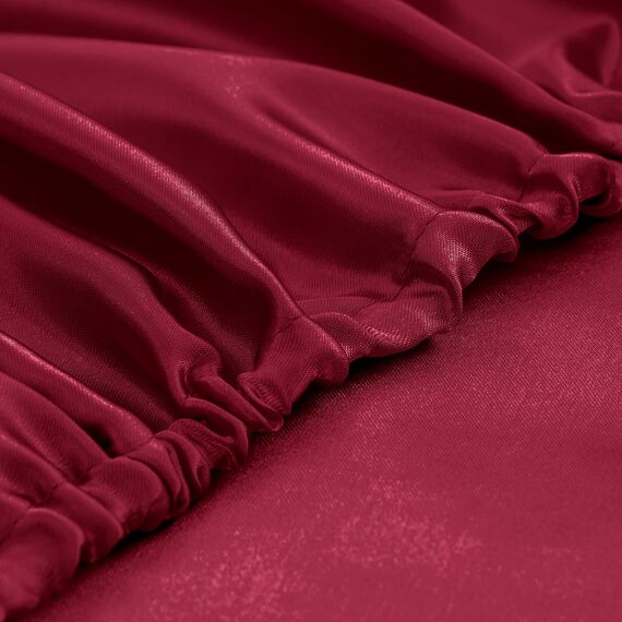 Homiest 4-teiliges Satin-Bettwäsche-Set, luxuriöses, seidiges Satin-Bettwäsche-Set mit tiefer Tasche, 1 Spannbetttuch + 1 Bettlaken + 2 Kissenbezüge (volle Größe, Burgunderrot)
