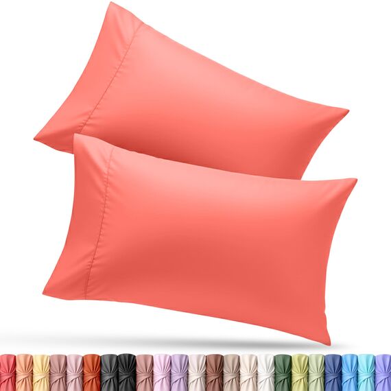 Utopia Bedding Queen-Kissenbezüge – 2er-Pack – Hotelverschluss – weicher, gebürsteter Mikrofaserstoff – schrumpf- und farbecht, Kissenbezüge 20 X 30 Inches (Queen, Koralle)