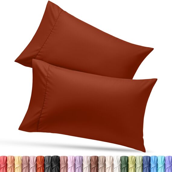 Utopia Bedding Queen-Kissenbezüge – 2er-Pack – Hotelverschluss – weicher, gebürsteter Mikrofaserstoff – schrumpf- und farbecht, Kissenbezüge 20 X 30 Inches (Queen, Orange)