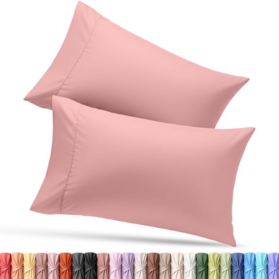 Utopia Bedding Queen-Kissenbezüge – 2er-Pack – Hotelverschluss – weicher, gebürsteter Mikrofaserstoff – schrumpf- und farbecht, Kissenbezüge 20 X 30 Inches (Queen, Pink)