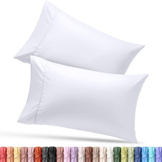 Utopia Bedding Standard-Kissenbezüge – 2er-Pack – Hotelverschluss – weicher, gebürsteter Mikrofaserstoff – schrumpf- und farbecht, Kissenbezüge 20 X 26 Inches (Standard, Weiß)