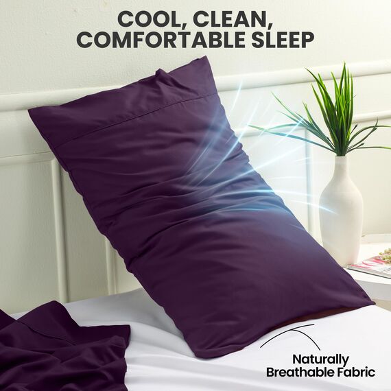Utopia Bedding Queen-Kissenbezüge – 2er-Pack – Hotelverschluss – weicher, gebürsteter Mikrofaserstoff – schrumpf- und farbecht, Kissenbezüge 20 X 30 Inches (Queen, Lila)