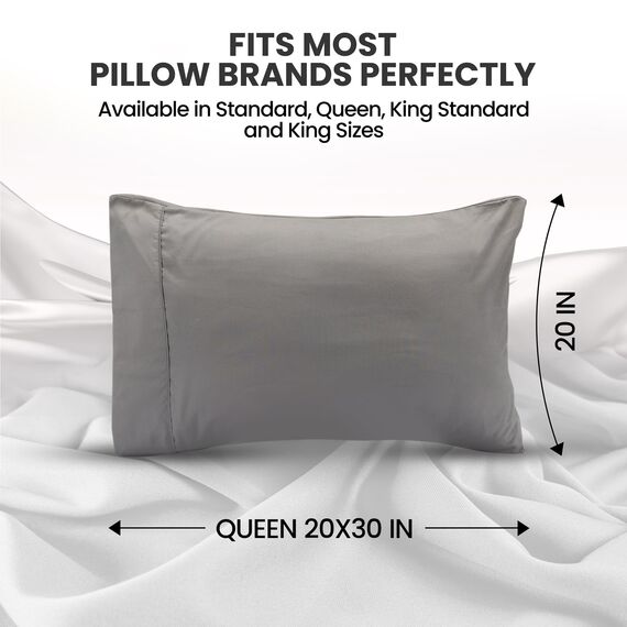 Utopia Bedding Queen-Kissenbezüge – 2er-Pack – Hotelverschluss – weicher, gebürsteter Mikrofaserstoff – schrumpf- und farbecht, Kissenbezüge 20 X 30 Inches (Queen, Grau)