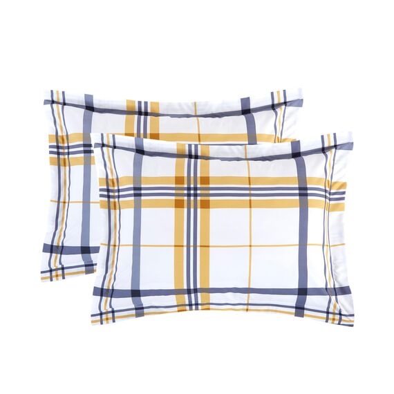 Elegant Comfort Luxuriöses Biesen-Design mit Doppelnadelnähten verhindert, DASS Sich die Füllung verschiebt und bündelt, Mikrofaser, kariert, goldfarben, Twin/Twin XL