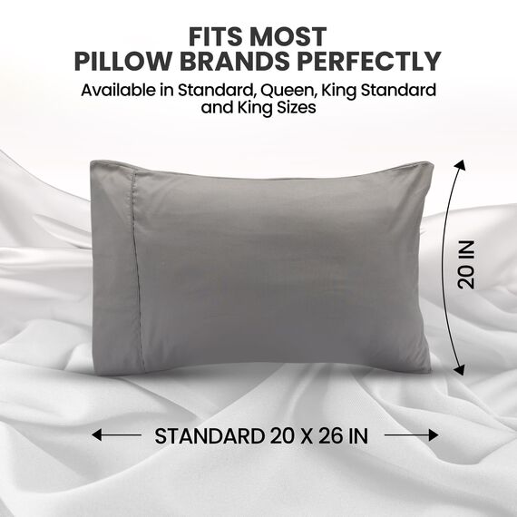 Utopia Bedding Standard-Kissenbezüge – 2er-Pack – Hotelverschluss – weicher, gebürsteter Mikrofaserstoff – schrumpf- und farbecht, Kissenbezüge 20 X 26 Inches (Standard, Grau)