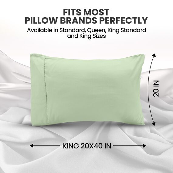 Utopia Bedding King-Kissenbezüge – 2er-Pack – Hotelverschluss – weicher, gebürsteter Mikrofaserstoff – schrumpf- und farbecht, Kissenbezüge 20 X 40 Inches (King, Salbei)