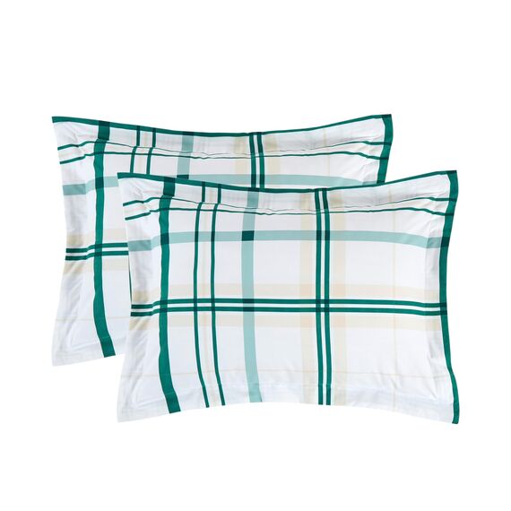 Elegant Comfort 8-teiliges Lodge Plaid Wende-Bettwäsche-Set – seidig weiches Komplett-Set beinhaltet Bettlaken-Set mit doppelseitigen Aufbewahrungstaschen, Twin/Twin XL, Smaragdgrün
