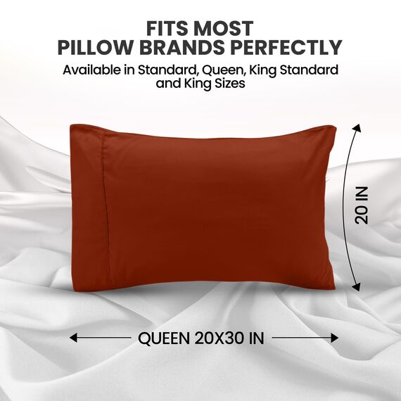 Utopia Bedding Queen-Kissenbezüge – 2er-Pack – Hotelverschluss – weicher, gebürsteter Mikrofaserstoff – schrumpf- und farbecht, Kissenbezüge 20 X 30 Inches (Queen, Orange)
