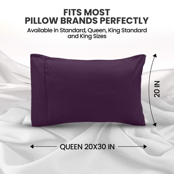Utopia Bedding Queen-Kissenbezüge – 2er-Pack – Hotelverschluss – weicher, gebürsteter Mikrofaserstoff – schrumpf- und farbecht, Kissenbezüge 20 X 30 Inches (Queen, Lila)