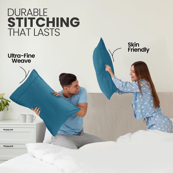 Utopia Bedding Queen-Kissenbezüge – 2er-Pack – Hotelverschluss – weicher, gebürsteter Mikrofaserstoff – schrumpf- und farbecht, Kissenbezüge 20 X 30 Inches (Queen, Jeansblau)
