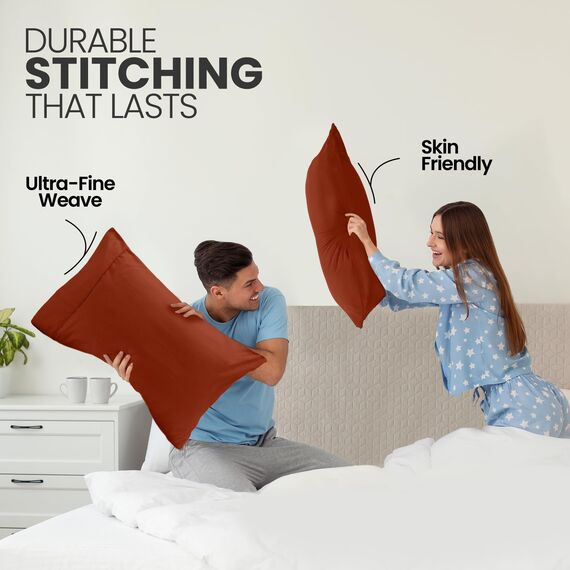 Utopia Bedding Queen-Kissenbezüge – 2er-Pack – Hotelverschluss – weicher, gebürsteter Mikrofaserstoff – schrumpf- und farbecht, Kissenbezüge 20 X 30 Inches (Queen, Orange)