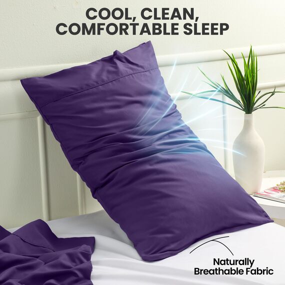 Utopia Bedding Queen-Kissenbezüge – 2er-Pack – Hotelverschluss – weicher, gebürsteter Mikrofaserstoff – schrumpf- und farbecht, Kissenbezüge 20 X 30 Inches (Queen, Aubergine)