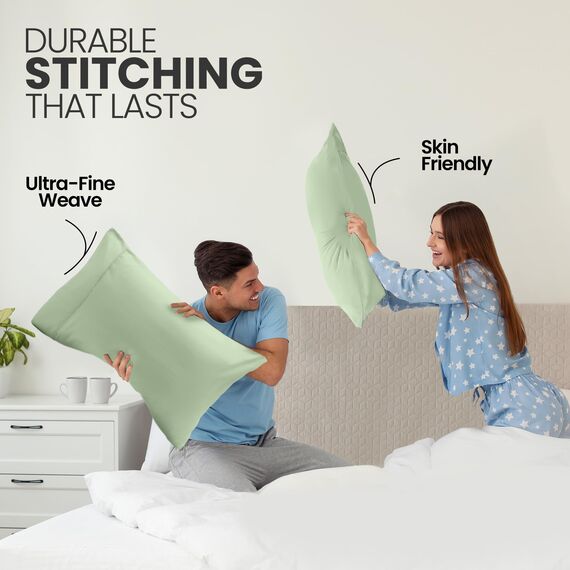 Utopia Bedding King-Kissenbezüge – 2er-Pack – Hotelverschluss – weicher, gebürsteter Mikrofaserstoff – schrumpf- und farbecht, Kissenbezüge 20 X 40 Inches (King, Salbei)