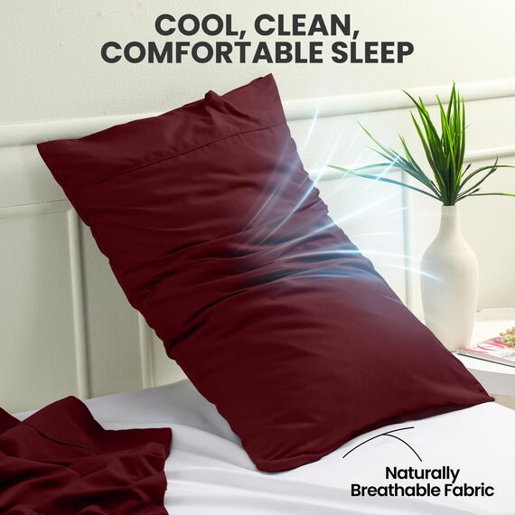 Utopia Bedding King-Size-Kissenbezüge – 2er-Pack – Hotelverschluss – weicher, gebürsteter Mikrofaserstoff – schrumpf- und farbecht, Kissenbezüge 20 X 40 Inches (Kingsize, Burgunderrot)