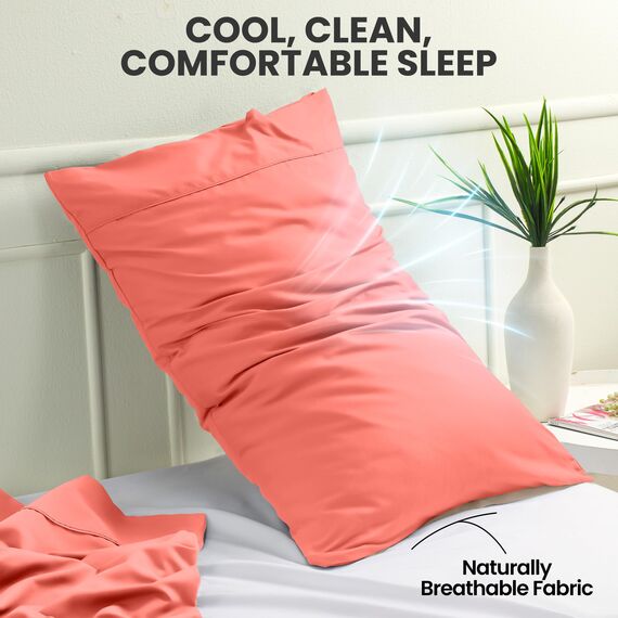 Utopia Bedding Queen-Kissenbezüge – 2er-Pack – Hotelverschluss – weicher, gebürsteter Mikrofaserstoff – schrumpf- und farbecht, Kissenbezüge 20 X 30 Inches (Queen, Koralle)
