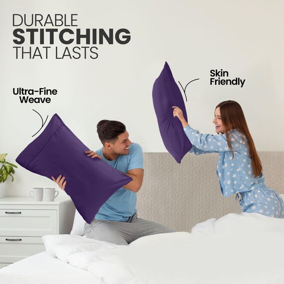 Utopia Bedding Queen-Kissenbezüge – 2er-Pack – Hotelverschluss – weicher, gebürsteter Mikrofaserstoff – schrumpf- und farbecht, Kissenbezüge 20 X 30 Inches (Queen, Aubergine)