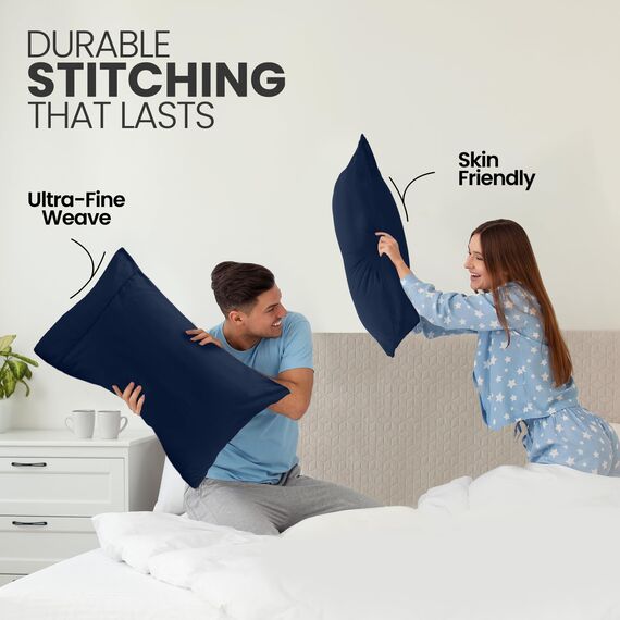 Utopia Bedding Queen-Kissenbezüge – 2er-Pack – Hotelverschluss – weicher, gebürsteter Mikrofaserstoff – schrumpf- und farbecht, Kissenbezüge 20 X 30 Inches (Queen, Marineblau)