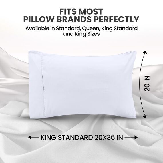 Utopia Bedding King Standard-Kissenbezüge – 2er-Pack – Hotelverschluss – weicher, gebürsteter Mikrofaserstoff – schrumpf- und farbecht, Kissenbezüge 20 X 36 Inches (King Standard, weiß)