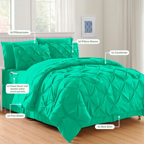 Elegant Comfort Luxuriöses, weichstes und gemütlichstes 8-teiliges Bettdecken-Set – seidig weiches Komplett-Set beinhaltet Bettlaken-Set mit doppelseitigen Aufbewahrungstaschen, Twin/Twin XL, Paradise