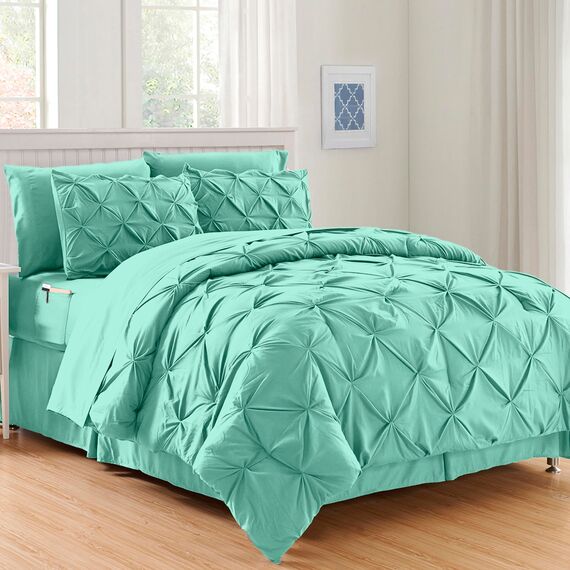 Elegant Comfort Luxuriöses, weichstes und gemütlichstes 8-teiliges Bettdecken-Set – seidig weiches Komplett-Set mit doppelseitigen Aufbewahrungstaschen, Twin/Twin XL, Mintgrün