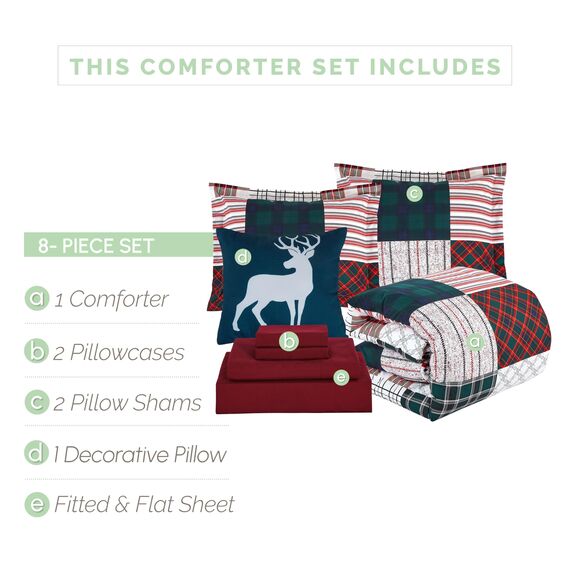 Elegant Comfort 8-teiliges Wende-Bettwäsche-Set mit Kabinenaufnäher – seidig weiches Komplett-Set beinhaltet Bettlaken-Set mit doppelseitigen Aufbewahrungstaschen, King/Cal King Size, Burgunderrot