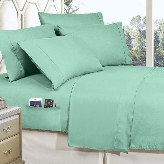 Elegant Comfort Luxuriöses, weichstes und gemütlichstes 8-teiliges Bettdecken-Set – seidig weiches Komplett-Set mit doppelseitigen Aufbewahrungstaschen, Twin/Twin XL, Mintgrün
