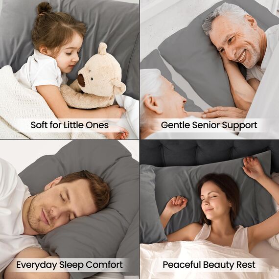 Utopia Bedding Standard-Kissenbezüge – 2er-Pack – Hotelverschluss – weicher, gebürsteter Mikrofaserstoff – schrumpf- und farbecht, Kissenbezüge 20 X 26 Inches (Standard, Grau)