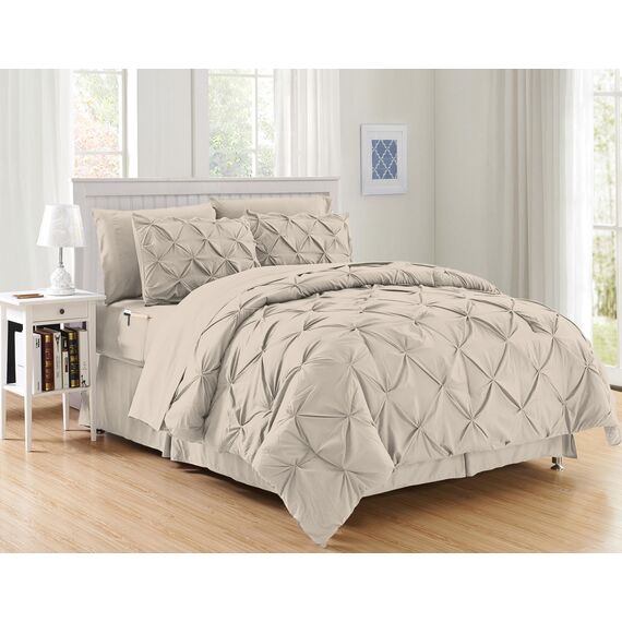 Elegant Comfort Luxuriöses, weichstes und gemütlichstes 8-teiliges Bettdecken-Set – seidig weiches Komplett-Set beinhaltet Bettlaken-Set mit doppelseitigen Aufbewahrungstaschen, Twin/Twin XL, Leinen