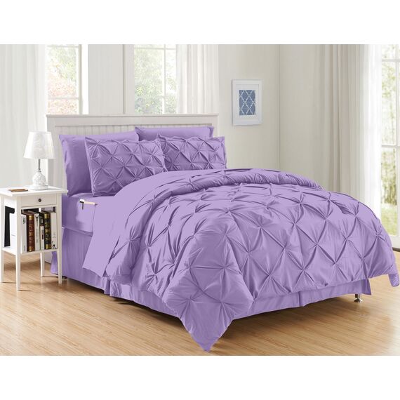 Elegant Comfort Luxuriöses, weichstes und gemütlichstes 8-teiliges Bettdecken-Set – seidig weiches Komplett-Set beinhaltet Bettlaken-Set mit doppelseitigen Aufbewahrungstaschen, Twin/Twin XL, Flieder