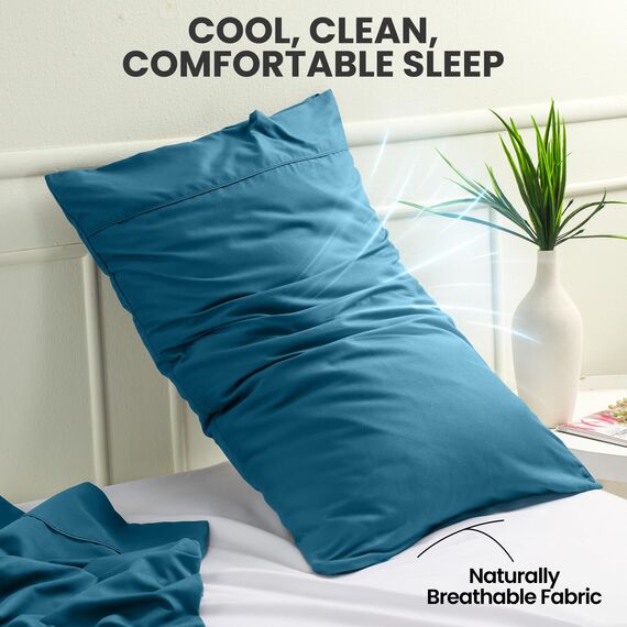 Utopia Bedding Queen-Kissenbezüge – 2er-Pack – Hotelverschluss – weicher, gebürsteter Mikrofaserstoff – schrumpf- und farbecht, Kissenbezüge 20 X 30 Inches (Queen, Jeansblau)