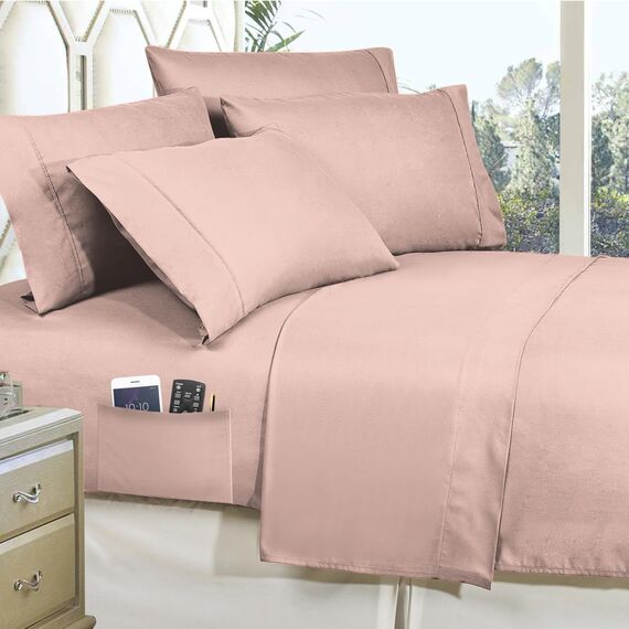 Elegant Comfort Luxuriöses, weichstes und gemütlichstes 8-teiliges Bettdecken-Set – seidig weiches Komplett-Set mit doppelseitigen Aufbewahrungstaschen, Twin/Twin XL, Hellrosa