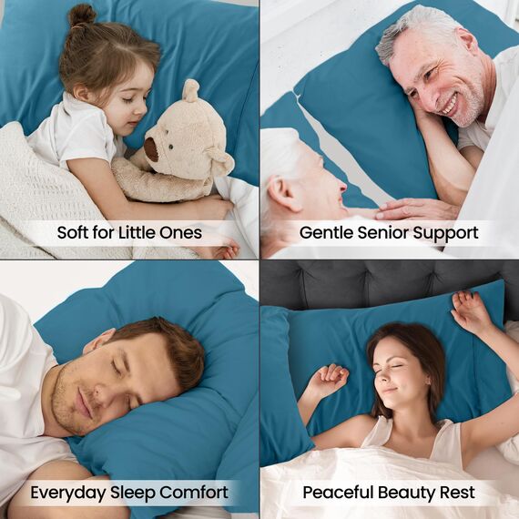 Utopia Bedding Queen-Kissenbezüge – 2er-Pack – Hotelverschluss – weicher, gebürsteter Mikrofaserstoff – schrumpf- und farbecht, Kissenbezüge 20 X 30 Inches (Queen, Jeansblau)