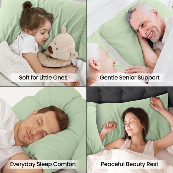 Utopia Bedding King-Kissenbezüge – 2er-Pack – Hotelverschluss – weicher, gebürsteter Mikrofaserstoff – schrumpf- und farbecht, Kissenbezüge 20 X 40 Inches (King, Salbei)