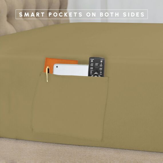 Elegant Comfort 8-teiliges Bettwäsche-Set mit Quetschfalten, Komplettbett in Einer Tasche, inklusive 4-teiligem Smart-Bettlaken-Set, Bettrock, Bettdecke, passenden Kissenbezügen und Kissenbezügen,