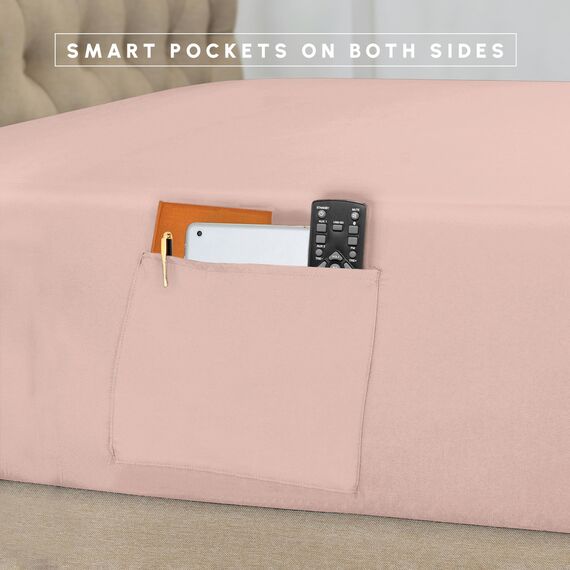 Elegant Comfort 8-teiliges Bettwäsche-Set mit Quetschfalten – Ganzjahres-Bett in einer Tasche, inklusive 4-teiligem Smart-Bettlaken-Set, Bettrock, Bettdecke, passenden Kissenbezügen und Kissenbezügen,