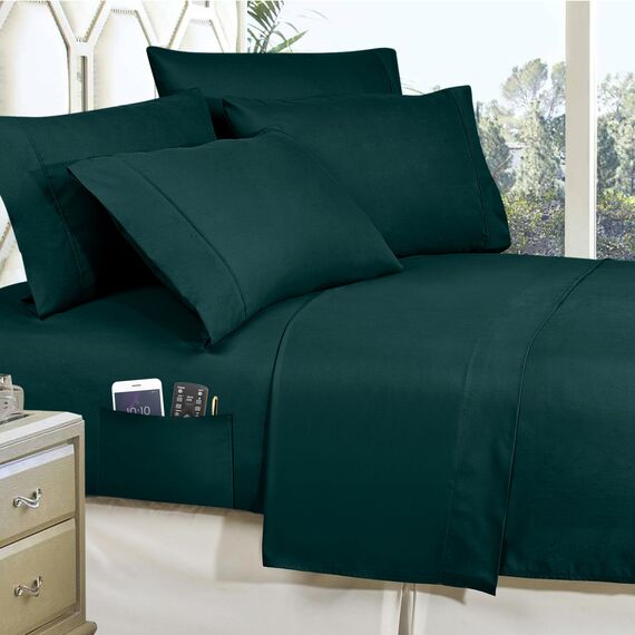 Elegant Comfort Luxuriöses, weichstes und gemütlichstes 8-teiliges Bettdecken-Set – seidig weiches Komplett-Set enthält Bettlaken-Set mit doppelseitigen Aufbewahrungstaschen, King/California King,