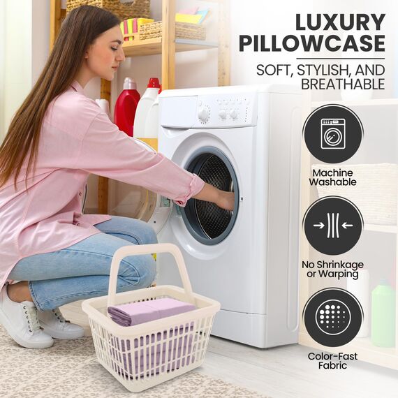 Utopia Bedding Queen-Kissenbezüge – 2er-Pack – Hotelverschluss – weicher, gebürsteter Mikrofaserstoff – schrumpf- und farbecht, Kissenbezüge 20 X 30 Inches (Queen, Lavendel)