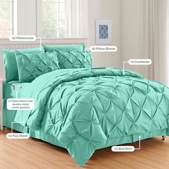 Elegant Comfort Luxuriöses, weichstes und gemütlichstes 8-teiliges Bettdecken-Set – seidig weiches Komplett-Set mit doppelseitigen Aufbewahrungstaschen, Twin/Twin XL, Mintgrün
