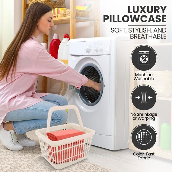 Utopia Bedding Queen-Kissenbezüge – 2er-Pack – Hotelverschluss – weicher, gebürsteter Mikrofaserstoff – schrumpf- und farbecht, Kissenbezüge 20 X 30 Inches (Queen, Koralle)