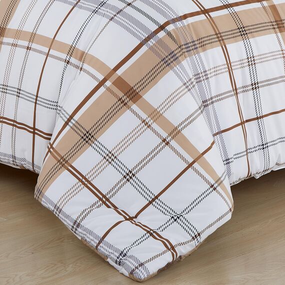 Elegant Comfort Luxuriöses Biesen-Design mit Doppelnähten verhindert, DASS Sich die Füllung verschiebt und zusammenfaltet. Mikrofaser, kariert, Taupe, Twin/Twin XL